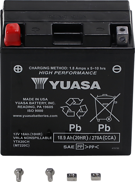 Yuasa High Performance Agm Maintenance-Free Battery Yuam7220C