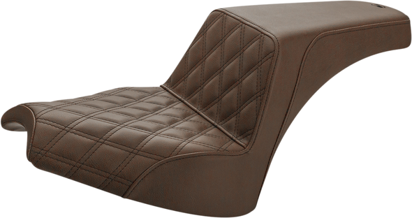 SADDLEMEN Step-Up Seat - Front Lattice Stitch/Rear Smooth - Brown - Chief I21-04-172BR