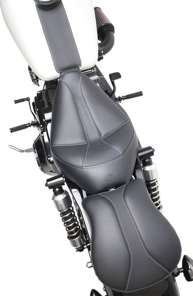 SADDLEMEN Dominator Solo Seat - w/o Backrest- Black w/ Gray Stitching - FXD/WG '96-'03 896-04-0042