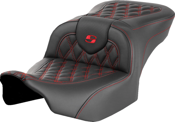 SADDLEMEN Roadsofa* Seat - without Backrest - Red Lattice Stitch - FLTR/FLHX '23-'24 823-07-18204