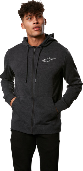 Alpinestars Ageless Chest Zip Hoodie 2XL Charcoal - Comfortable Cotton-Poly Blend with Logo Embroidery