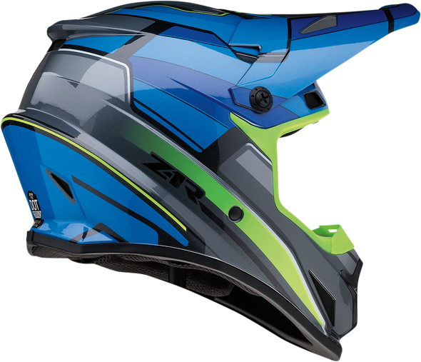 Z1R Rise Motorcycle Helmet - XS Blue/Hi-Viz with Removable Liner and Enhanced Ventilation