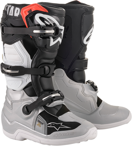 Alpinestars Youth Tech 7S Motorcycle Boots * Black, Silver, White, Gold (US 6 / EU 39) * Part 2015017-1829-6