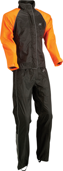Z1R Women's 2-Piece Rainsuit Black/Orange XS - Waterproof Motorcycle Riding Gear Part Number 2853-0033