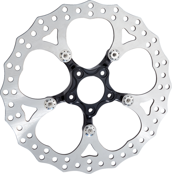Arlen Ness Spider Rotor - 14 Inch Black Performance Brake Rotor with Titanium Floating Hardware