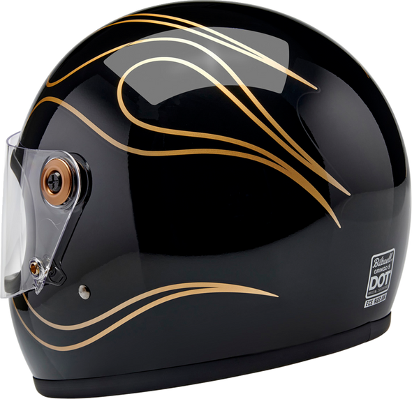 BILTWELL Gringo S Helmet in Gloss Black Flames - Size XS - Part 1003-567-501