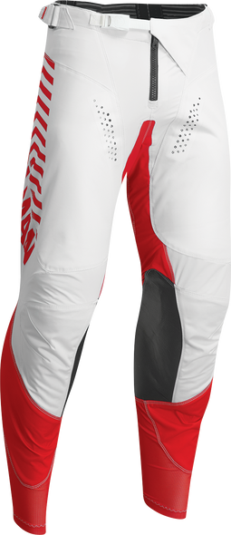 THOR Hallman Differ Slice Pants - White/Red US 32 - Durable Motorcycle Riding Pants with Pre-curved Chassis and Ventilation