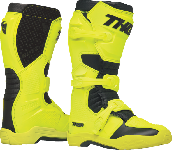 THOR Blitz XR Boots - Acid/Black Size 11 | Durable Motorcycle Riding Gear with Adjustable Fit