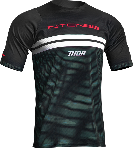 THOR Intense Assist Decoy Short-Sleeve Jersey * Black and Camo for MTB and e-MTB * XL, Part #5020-0196