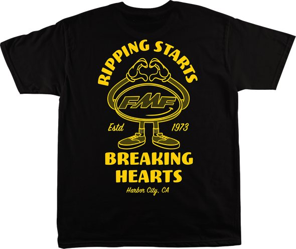 FMF Breakin Hearts T-Shirt - Black Large - Soft Spun Cotton with Front and Back Graphic