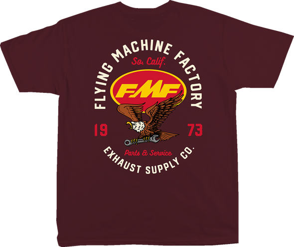 FMF Exhaust Supply T-Shirt - Maroon - XL | Soft Spun Cotton with Plastisol Print