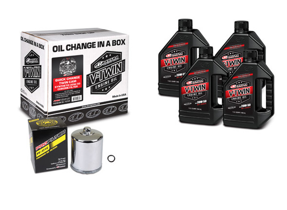 Maxima V-Twin Quick Change Kit Synthetic W/ Chrome Filter Twin Cam 90-119014C