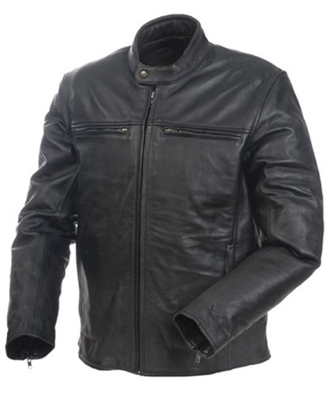 Mossi Mossi Mens Cruiser Premium Leather Jacket Size 38 Black 20-151-38