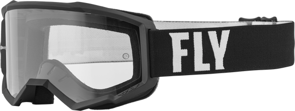 Fly Racing Youth Focus Goggle Black/White W/ Clear Lens 37-51321