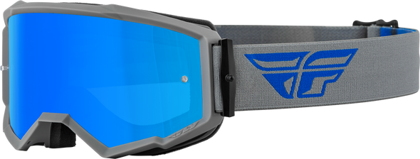 Fly Racing Zone Goggle Grey/Blue W/ Sky Blue Mirror/Smoke Lens 37-51495
