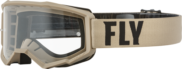 Fly Racing Youth Focus Goggle Khaki/Brown W/ Clear Lens 37-51327