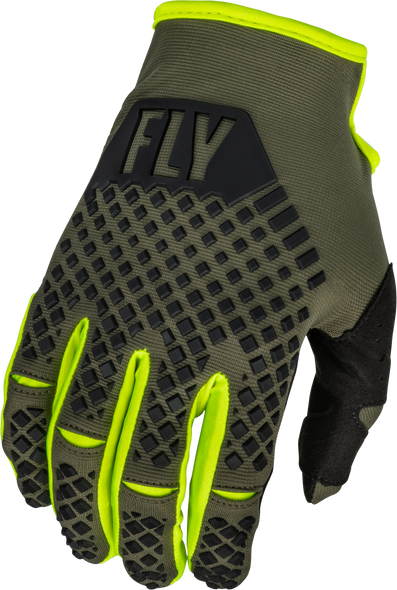 Fly Racing Youth Kinetic Gloves Olive Green/Hi-Vis Yl 376-413Yl