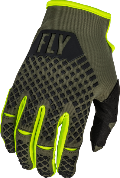 Fly Racing Kinetic Gloves Olive Green/Hi-Vis Sm 376-413S