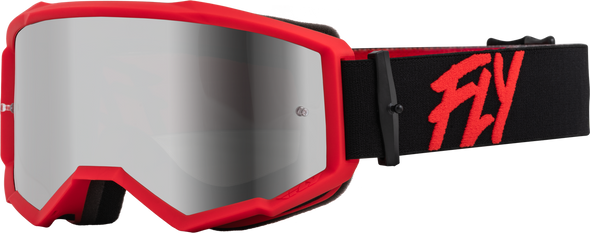 Fly Racing Zone Goggle Black/Red W/ Silver Mirror/Smoke Lens 37-51501