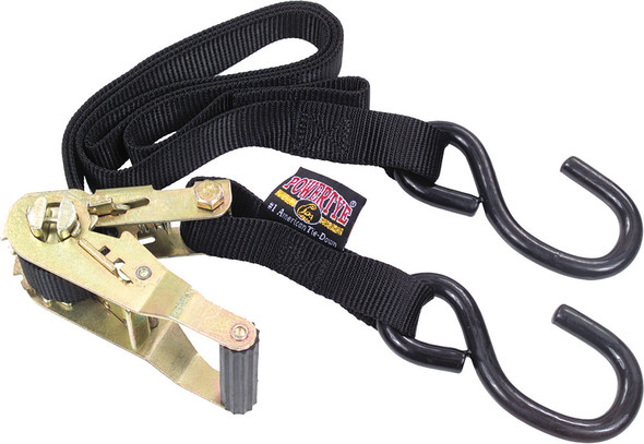 Powertye Tie-Down Ratchet S-Hook 1"X6' Black Pair 32272
