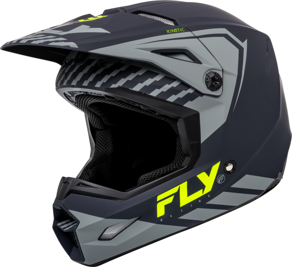 Fly Racing Youth Kinetic Menace Helmet Matte Grey/Hi-Vis Yl F73-8657Yl