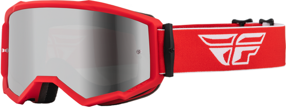 Fly Racing Zone Goggle Red/White W/ Silver Mirror/Smoke Lens 37-51505