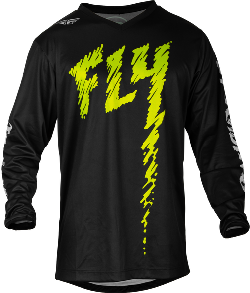 Fly Racing Youth F-16 Jersey Black/Neon Green/Light Grey Ys 377-224Ys