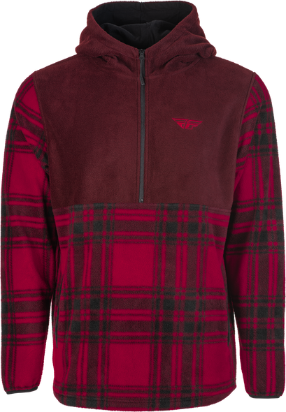 Fly Racing Fly Half Zip Pullover Hoodie Red Plaid Lg 354-0022L