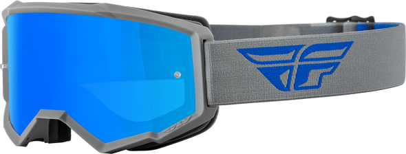 Fly Racing Youth Zone Goggle Grey/Blue W/ Sky Blue Mirror/Smoke Lens 37-51714
