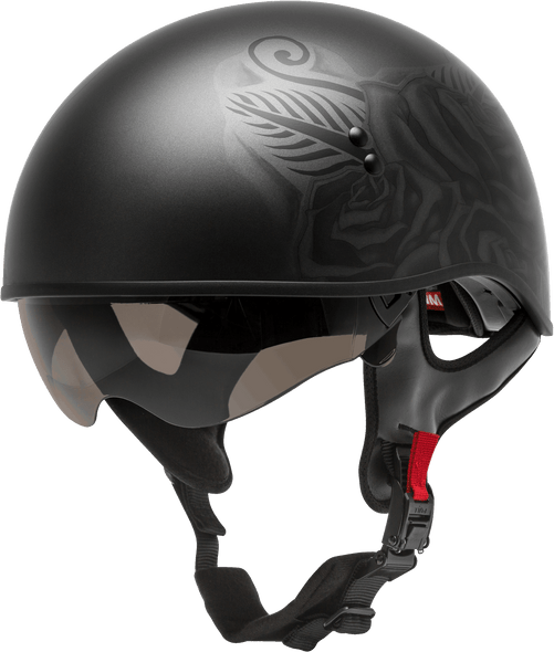 Gmax Hh-65 Half Helmet Devotion Naked Matte Black/Silver Md H1655075