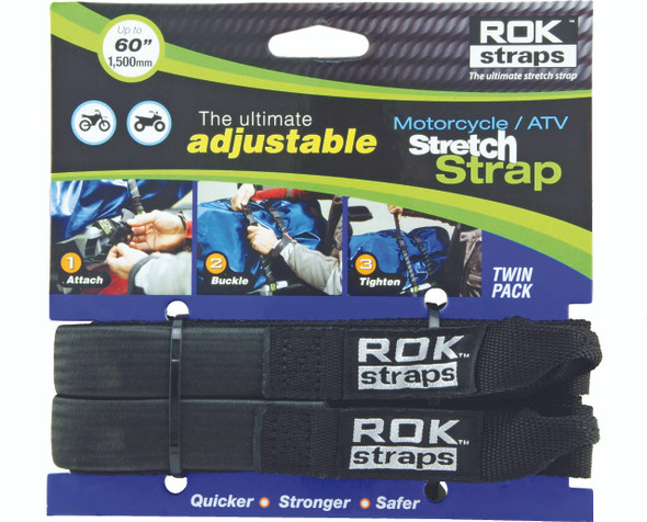 Rokstraps Motorcycle Strap Black 18"X60"X1" Rok10025