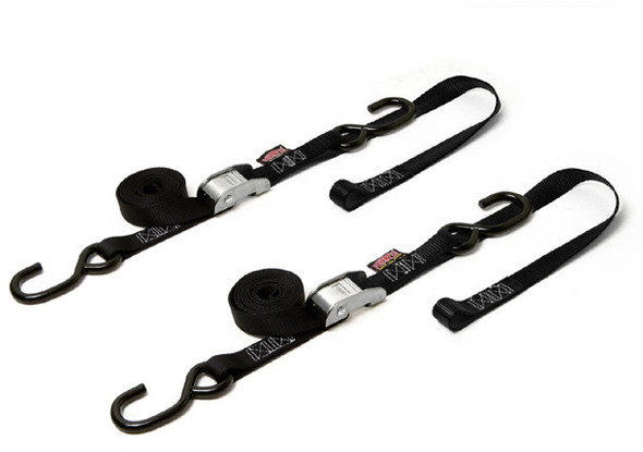 Powertye Tie-Down Cam S-Hook Soft-Tye 1"X6' Black/Black Pair 23622