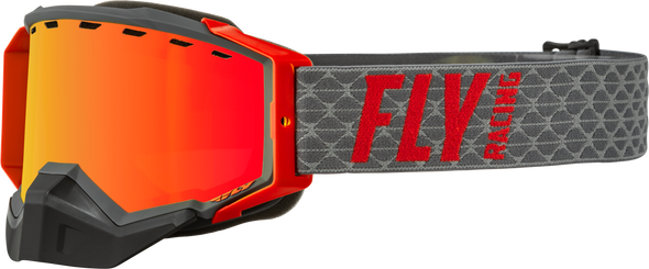 Fly Racing Zone Snow Goggle Grey/Red W/ Red Mirror/Amber Lens 37-50268