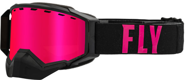 Fly Racing Zone Pro Snow Goggle Blk/Pink W/ Pink Mir/Plrzd Smoke Lens 37-50336