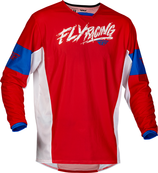 Fly Racing Yth Kinetic Mesh Khaos Jersey Red/White/Blue Yl 377-334Yl