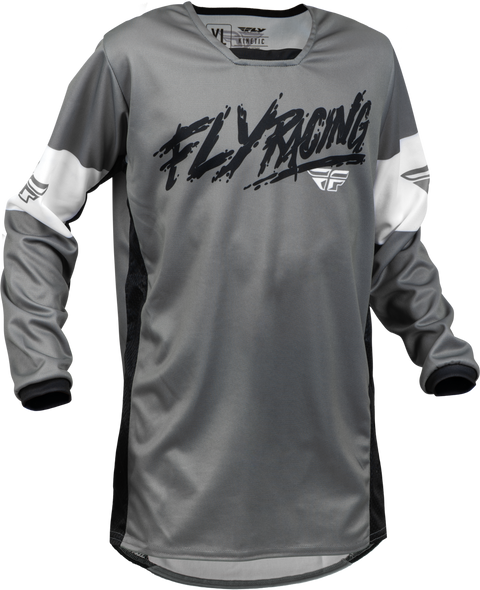 Fly Racing Youth Kinetic Khaos Jersey Grey/Black/White Ym 376-421Ym