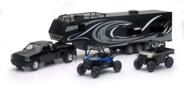 New-Ray Replica  Pick Up Toy Hauler W/Polaris Vehicles Set 37046