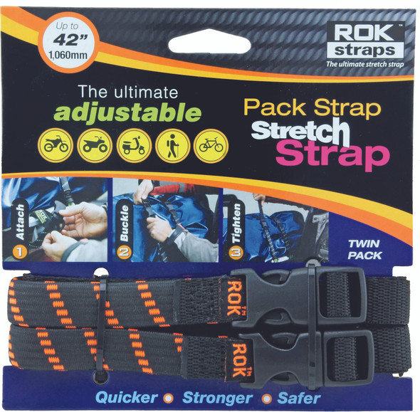 Rokstraps Pack Strap Black/Orange 12"X42"X5/8" Rok10306