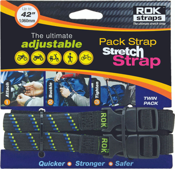 Rokstraps Pack Strap Black/Blue/Green 12"X42"X5/8" Rok10305