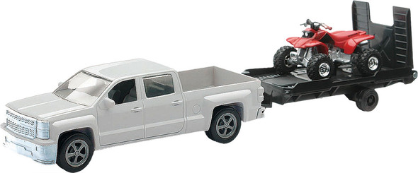 New-Ray Replica 1:43 Truck/Trailer/ATV Chevy White/ATV Red 19535B