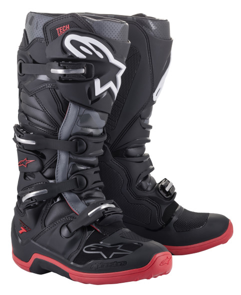 Alpinestars Tech 7 Boots Black/Cool Grey/Red Sz 12 2012014-1153-12