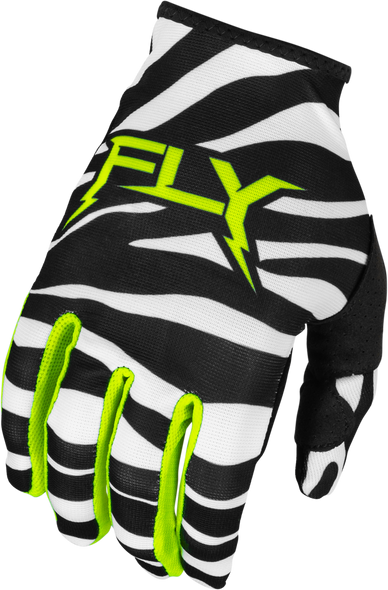 Fly Racing Lite Uncaged Gloves Black/White/Neon Green Lg 377-742L