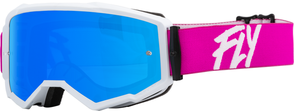 Fly Racing Zone Goggle Pink/White W/ Sky Blue Mirror/Smoke Lens 37-51504