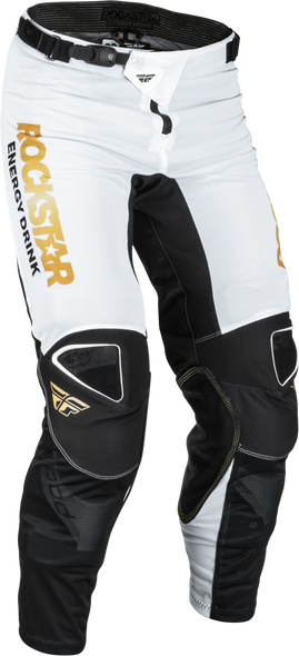 Fly Racing Kinetic Rockstar Mesh Pants White/Black/Gold Sz 34 376-32834