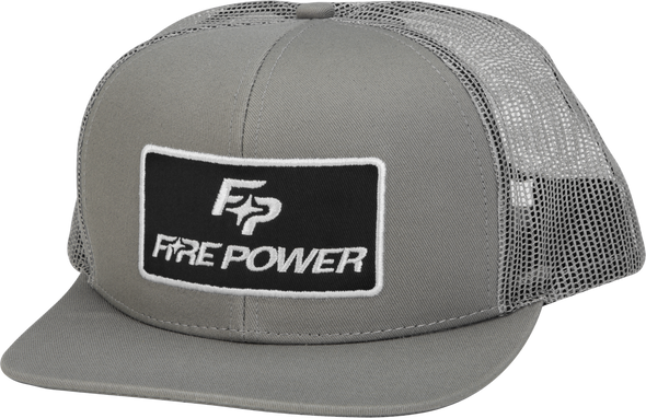 Fire Power Flat Bill Patch Hat Grey 99-8106