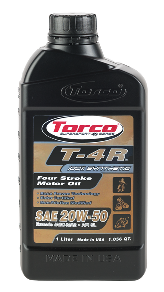 Torco T-4R 4-Stroke Synthetic Blend Motor Oil 20W-50 Liter T672055Ce