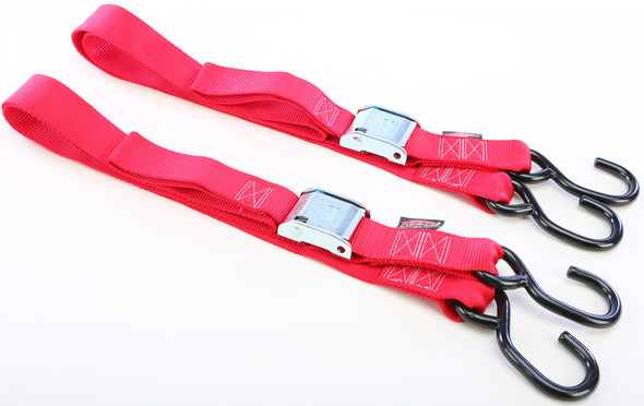 Powertye Tie-Down Cam S-Hook 1.5"X5.5' Red Pair 28621