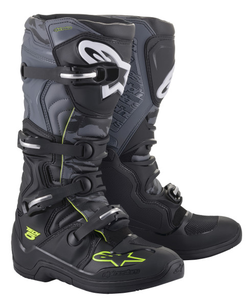 Alpinestars Tech 5 Boots Blk/Cool Grey/Ylw Fluo Sz 10 2015015-1055-10