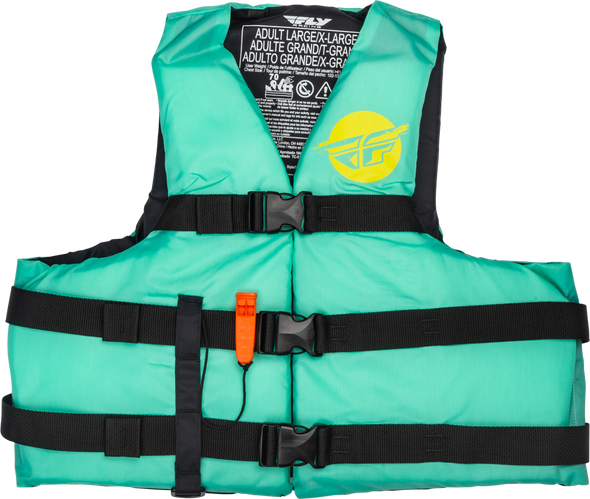 Fly Racing Nylon Flotation Vest Seafoam Green/Yellow Xs 221-30412Xs