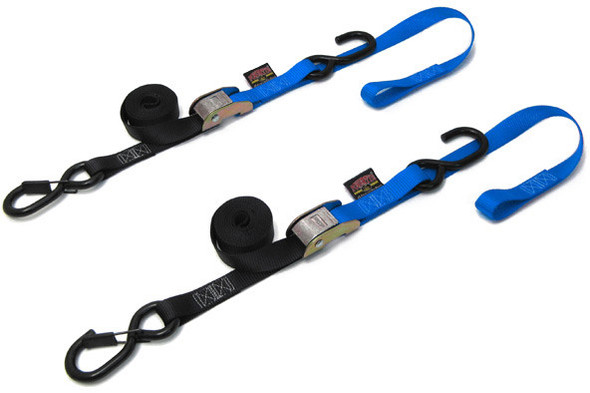 Powertye Tie-Down Cam Sec Hook Soft-Tye 1"X6' Black/Blue Pair 23623-S